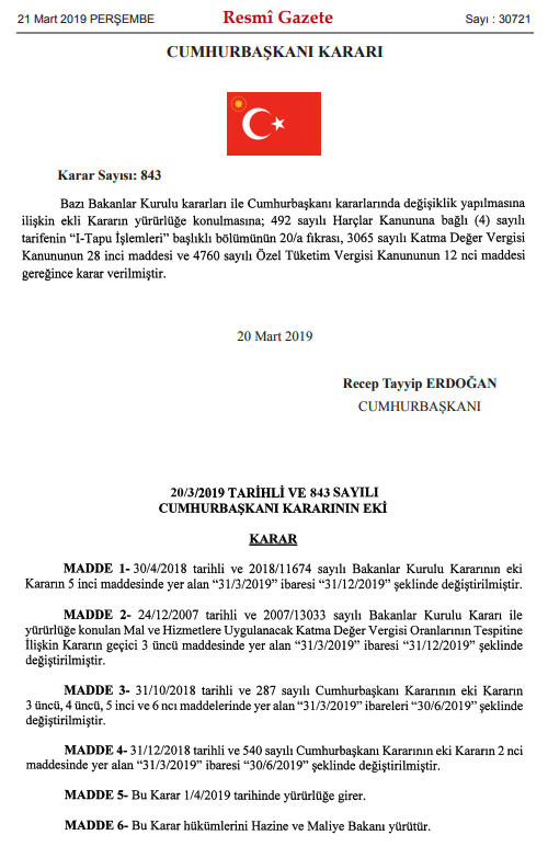 ötv ve kdv indirim kararname